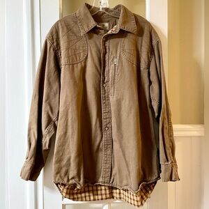 Beretta Men's Tan Hunting Shirt Jacket - Plaid Flannel Lined (Size Large)